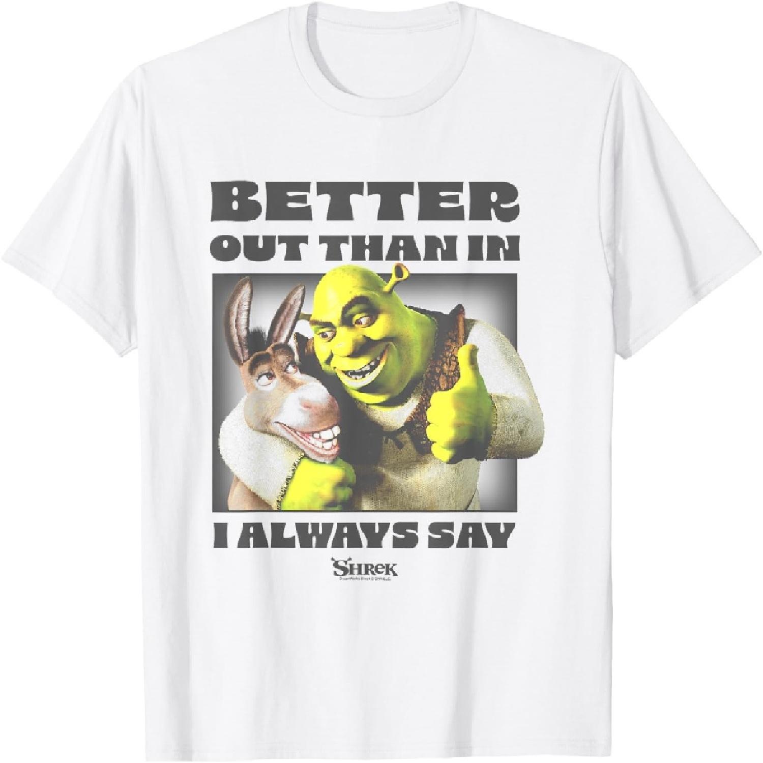 Шрек Лучше снаружи, чем внутри Я Всегда Говорю Иконичная Цитата Большая Логотип Футболка S белый