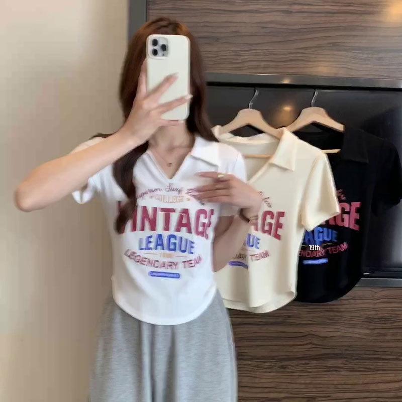 

2025 Women s Slim Fit V-neck Short Sleeve Polo Shirt 2XL (suggested 120-130 jin)