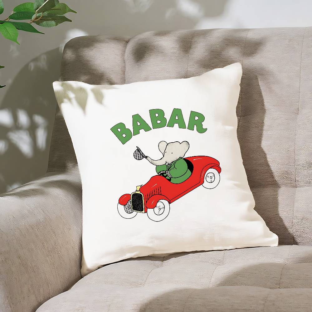 

Cartoon B-Babar The Elephant-S Throw Pillow Cover Nordic Vintage Style Cushion Covers Home Living Room Sofa Couch Seat Decor 16x16Inch