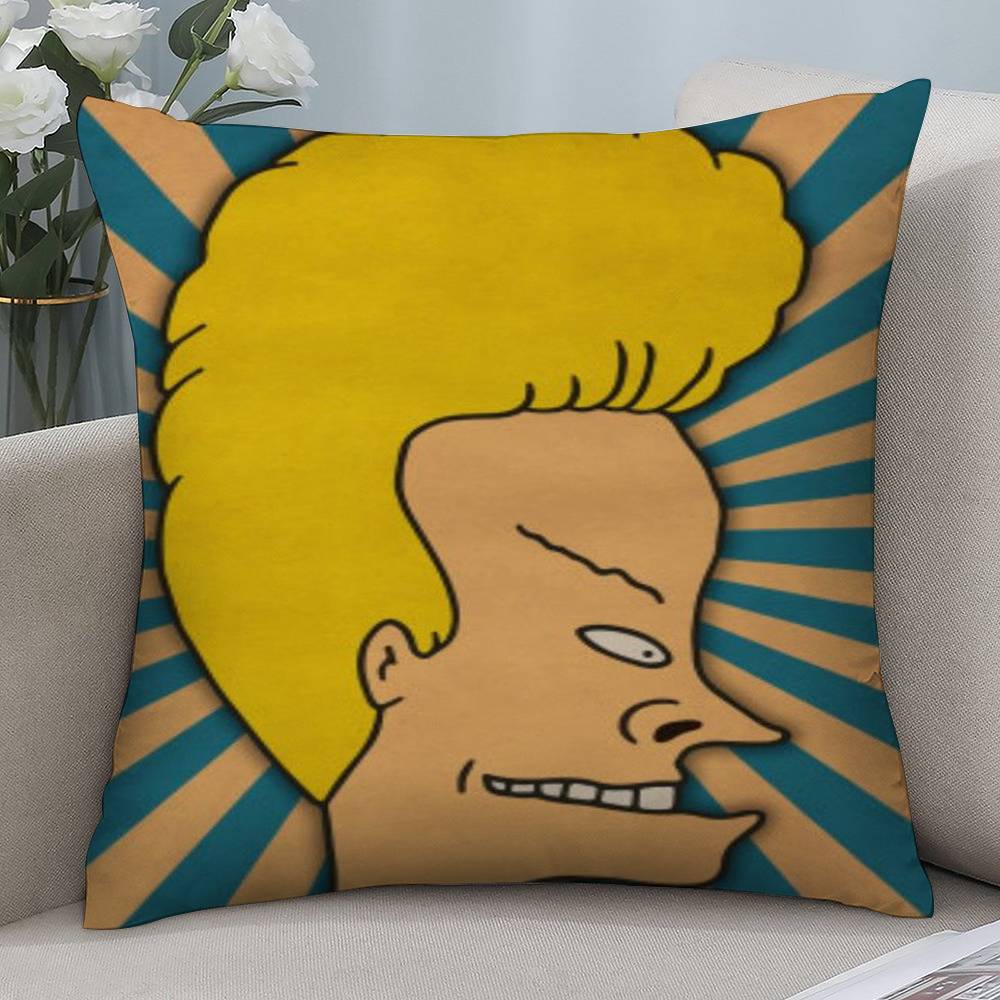 

Funny B-Beavis and BUTT-HEAD Pillow Case Short plush Double-sided Print Square Throw Pillow Covers Sofa Home Cushion Decor 12x12Inch