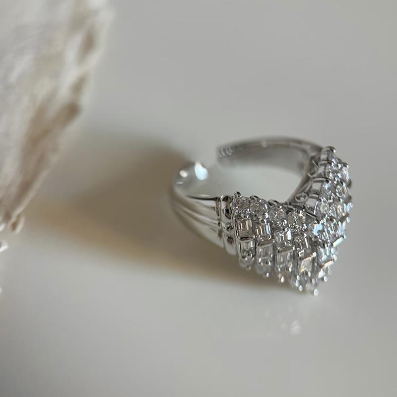 Dainty Vintage Heart Rings For Women Diamond Ring Aesthetic Wedding Bands Jewelry Gift