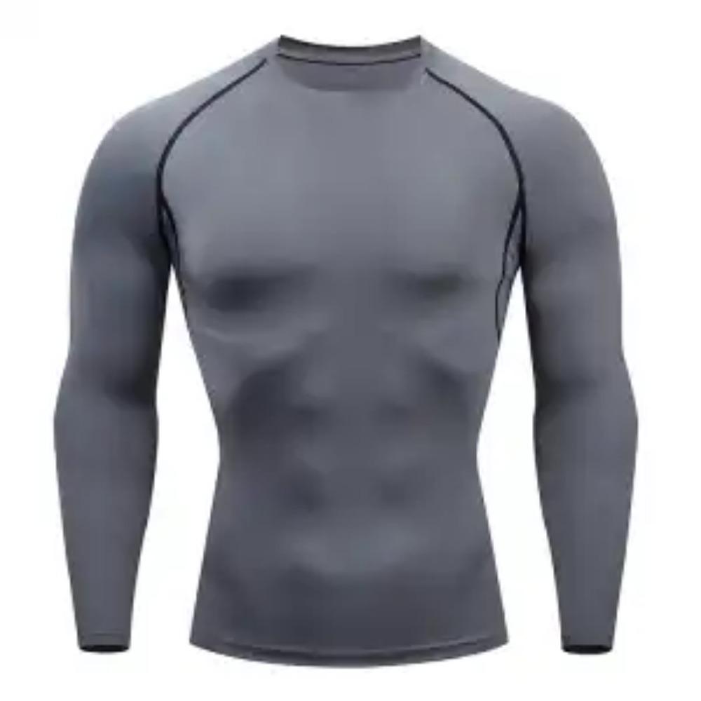 Bărbați, tricou de fitness cu uscare rapidă, sport în aer liber, alergare, alpinism, mâneci lungi, culoare solidă, colanți, culturism, topuri, bărbați, sub piele