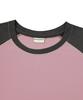 ESCAPEFROM Spread Typographic Logo Print Raglan Color Block Short Sleeve T-Shirt Pink