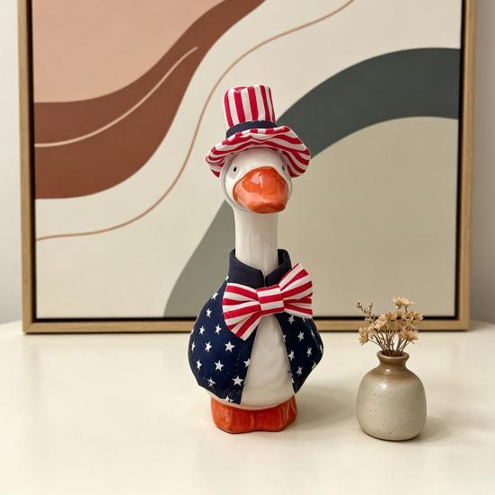 Goose Costume for 7 Inch Mini Desk Goose Doll Patriotic 4th of July Outfit with Hat And Dress Independence Day Festival Decoration