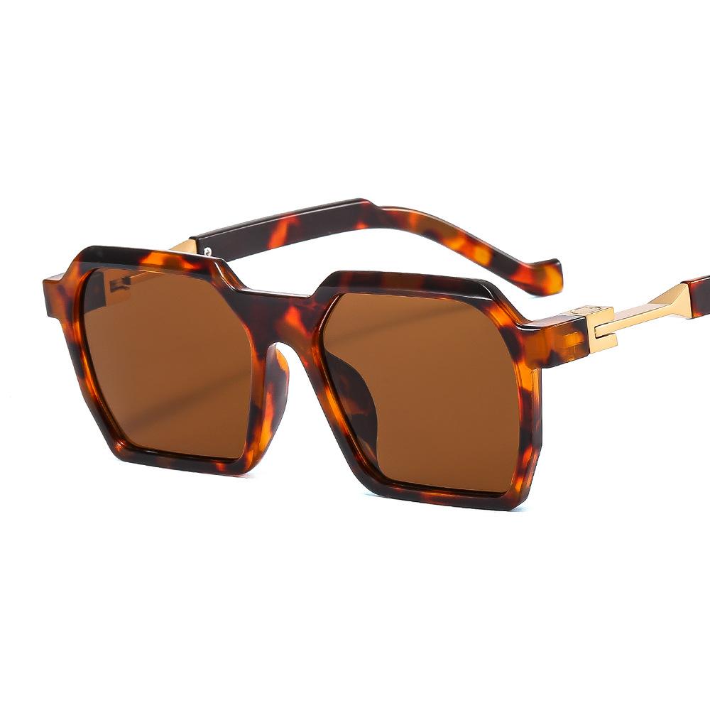

Men Oversized Square Sunglasses Retro Big Frame Women Classic Multi-color Lens Sun Glasses леопардовий