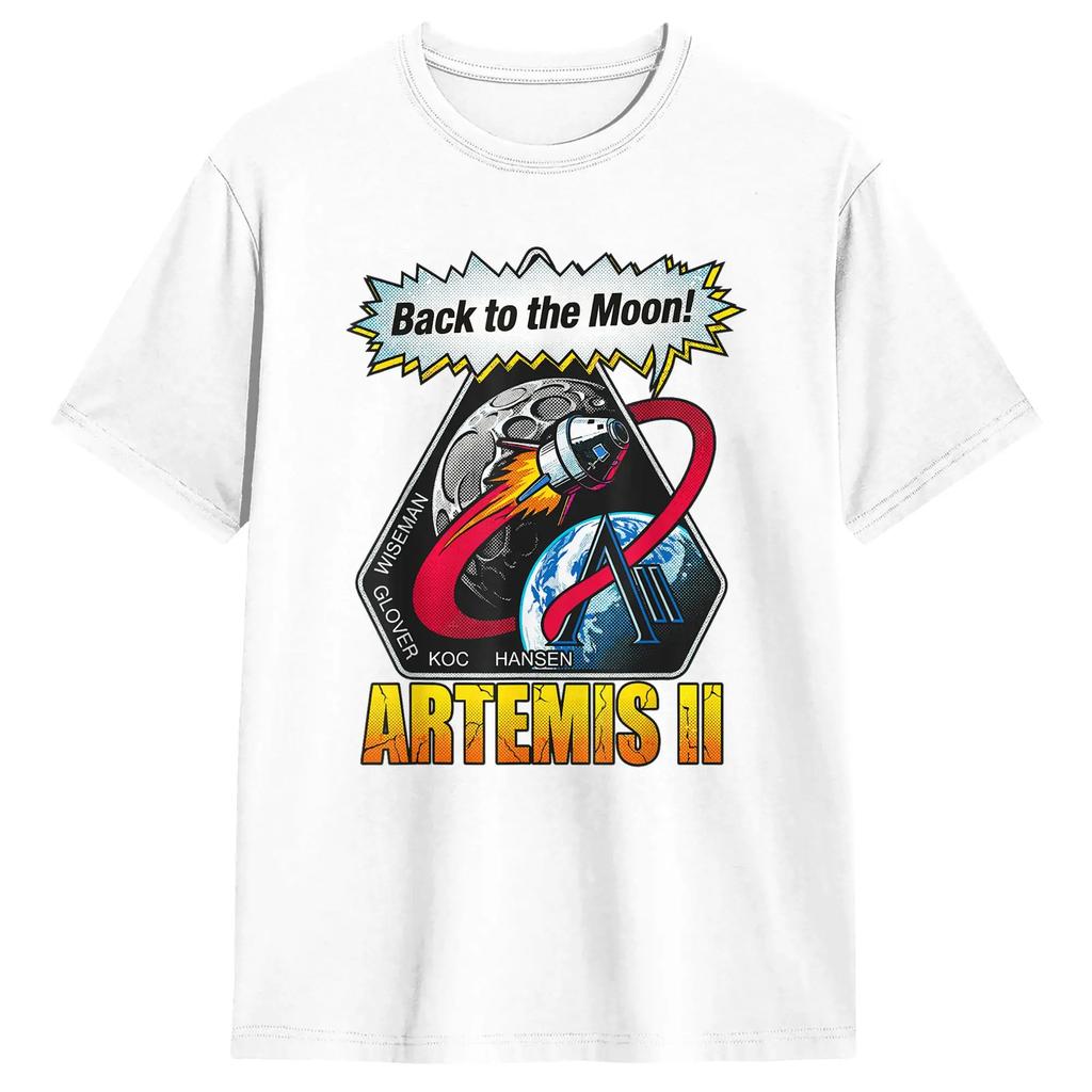 Artemis Ii Back To The Moon Retro Space Art Tshirts Unisex Vintage Cotton Tee Shirt Crew Neck Short Sleeve T Shirt Present Tops