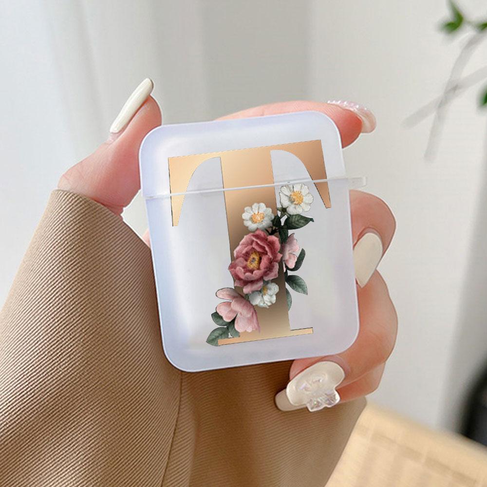 Cute Gold 26 Letters A Z Earphone Case for Airpods 4th 3rd Pro 3 2 Shockproof Cover for Airpod 2 3 1 Protective Accessorie Shell
