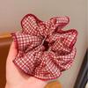 High End Red Cute Dot Plaid Scrunchies For Women Girls Soft Elastic Hair Ties Gentle Hair Bands Fashion Hair Accessories