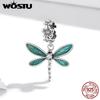 WOSTU 2021 925 Sterling Silver Flower Gorgeous Dragonfly Insect Pendant Charm Beads Fit Original Bracelet DIY Jewelry CTC521