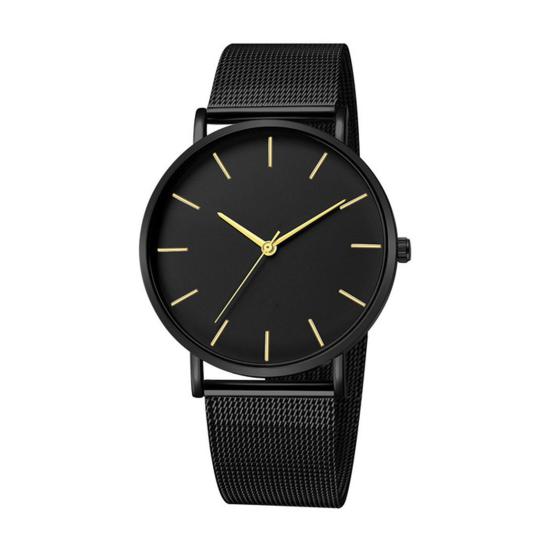 

Men Mesh Band Watch Minimalist Quartz Analog Watch Simple Round Dial Wristwatch for Business Office Casual Wear Size#A