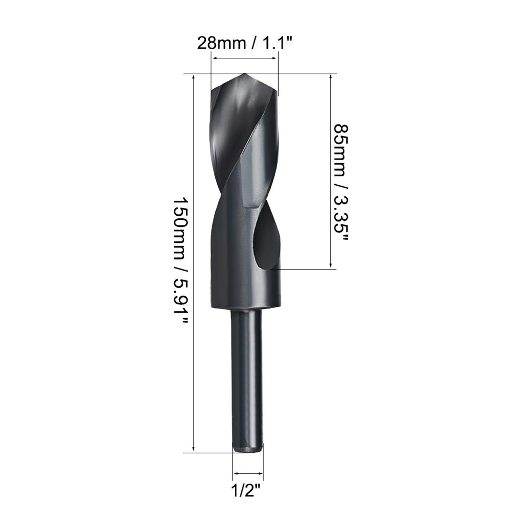 2pcs 15/18/28/35/mm Twist Drill Bits Black Nitride Coated HSS-6542 with 1/2" Reduced Shank