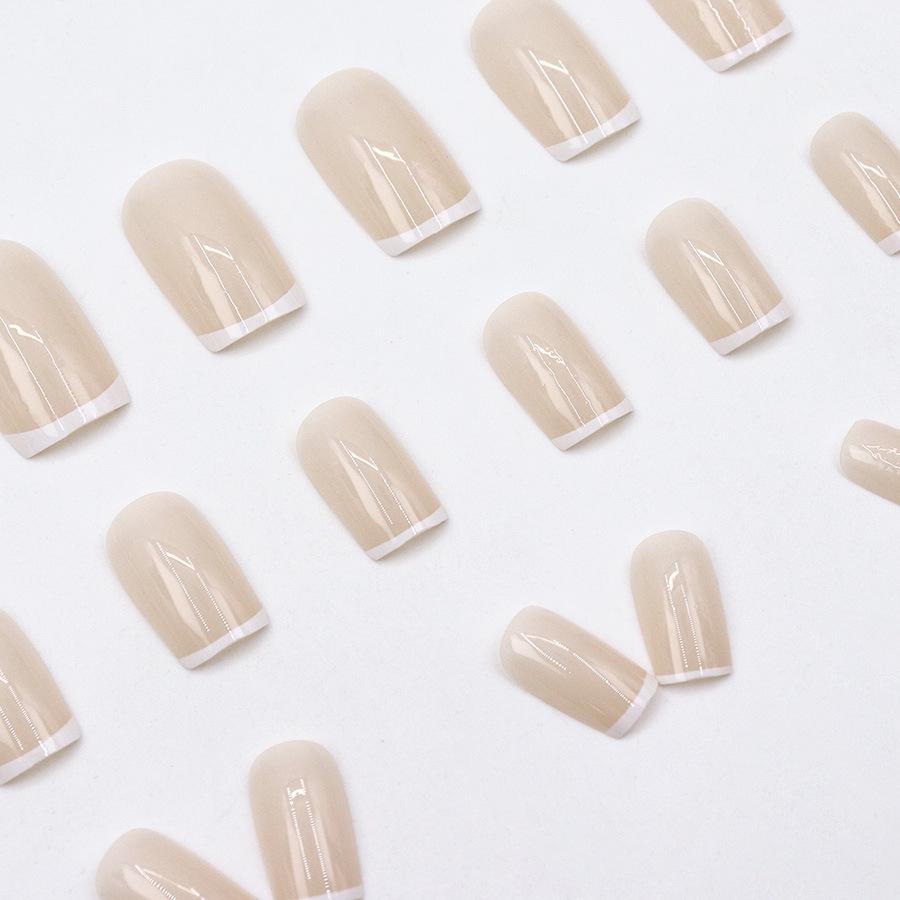 Elegant French Square Long-Lasting Wearable Nail Art Tips, 24 Pieces