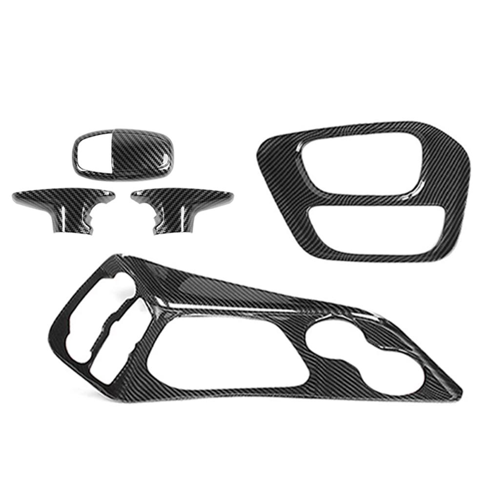 Carbon Fiber Look Car Interior Center Console Gear Shift Handle Panel Decoration Cover Stickers For Dodge Challenger 2015-2022