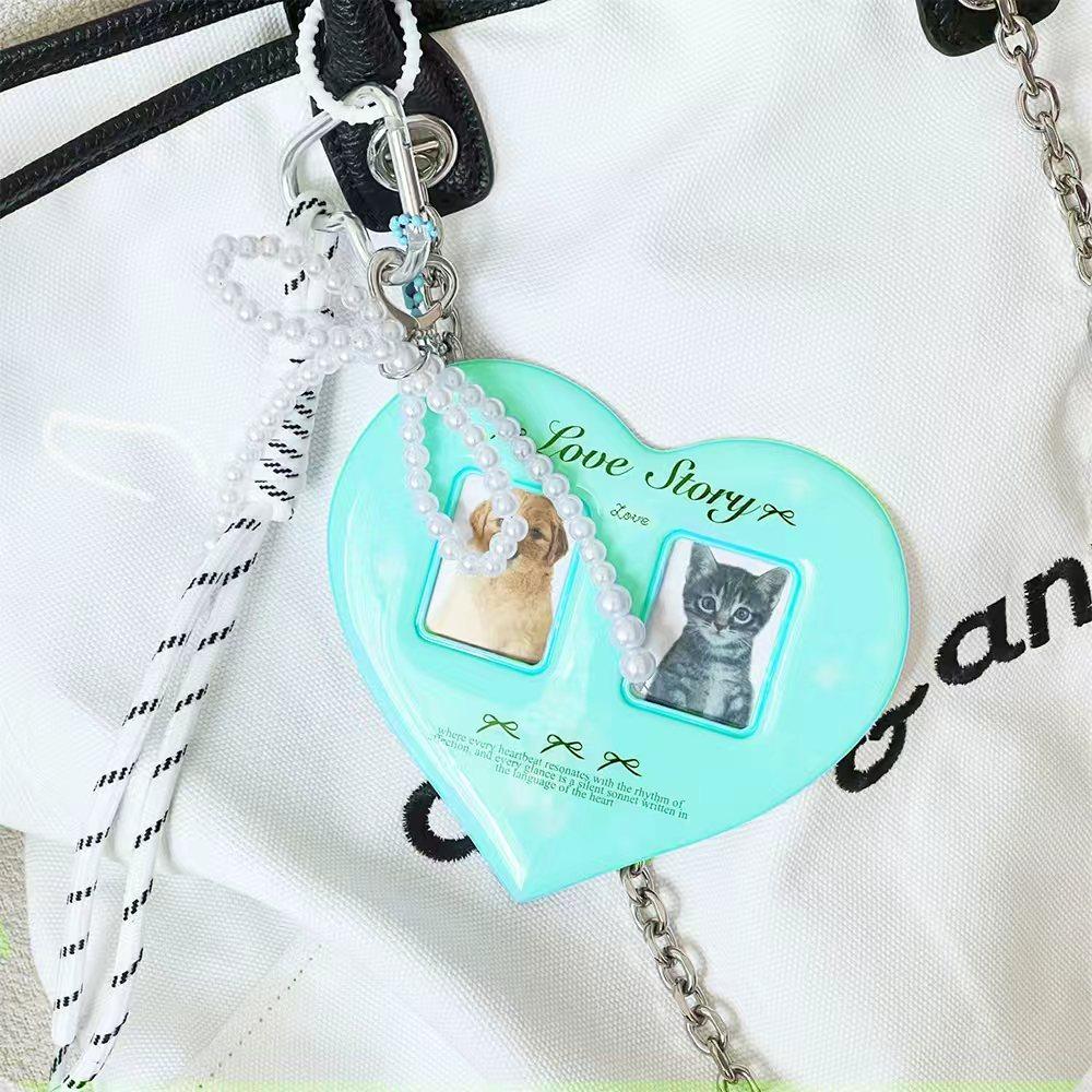 Amor Doble Rejilla 1 pulgada Insignias de Foto Decoración Simple Almacenamiento, Paquete de Accesorios para Juego de Tarjetas Colgante Decoración para Colgar