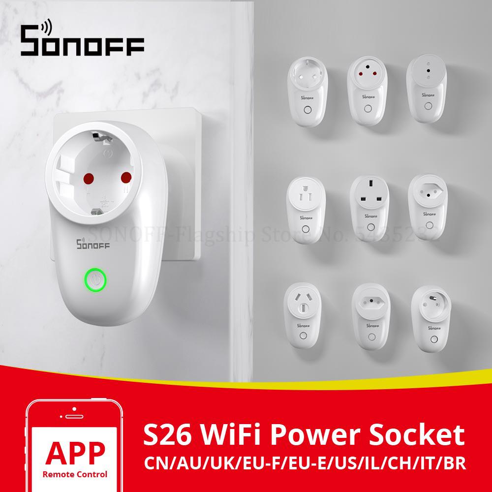 

Itead SONOFF S26 Wi-Fi art Plug Switch EU-E/EU-F/UK/AU/US/BR/IT/IL/CH/CN Таймер Настенная розетка Вилки e-WeLink работают с