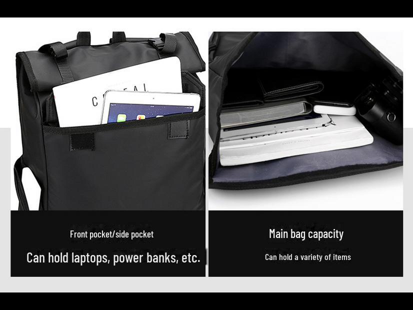 Men's Large Capacity Roll-Up Nylon Backpack - New Style, Foldable, Leisure Bag