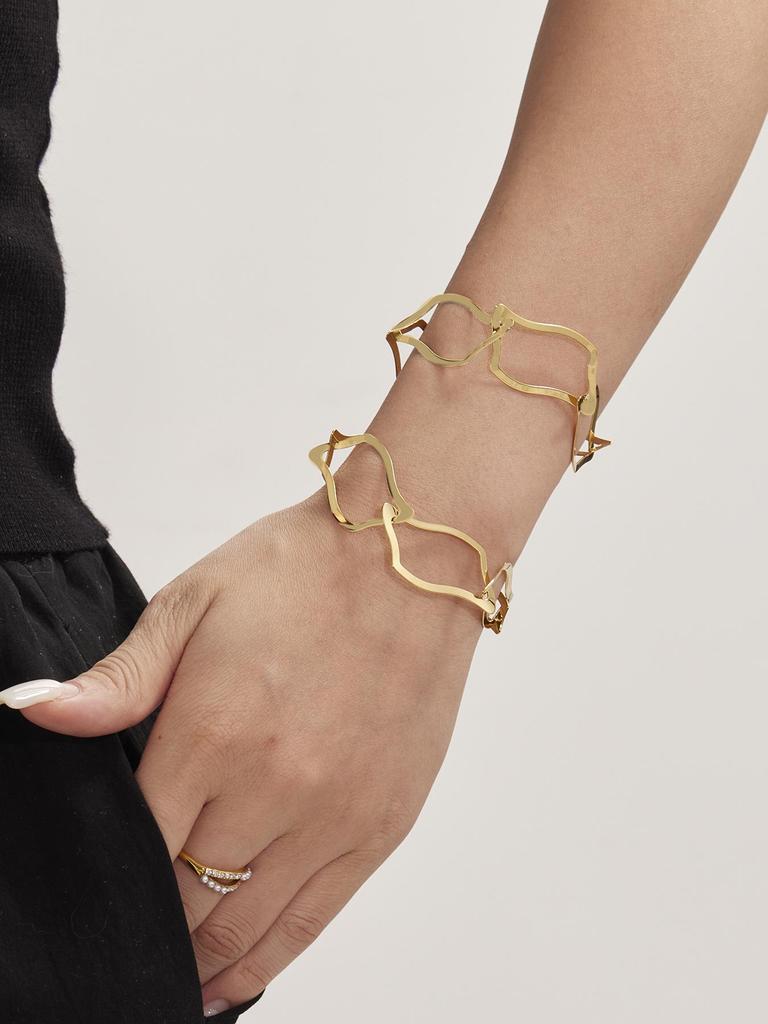 Set di Gioielli Irregolari Placcato Oro 18K Oumika: Orecchini, Bracciale e Collana in Acciaio Inossidabile