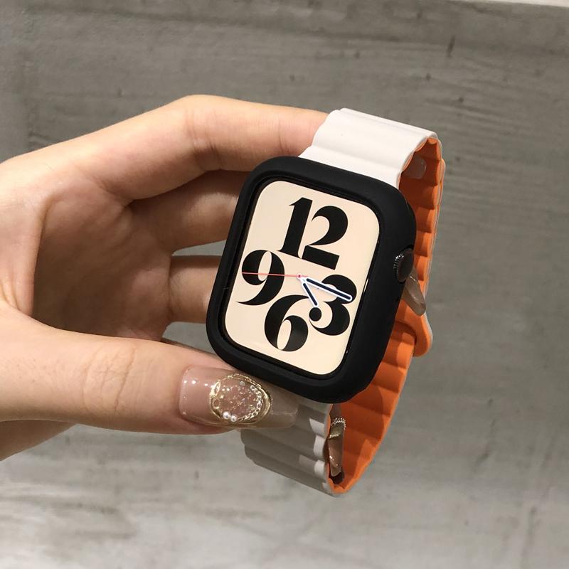 Silikonarmband + Hülle für Apple Watch Armband Ultra 2 49mm 44mm 45mm 42 40mm 38 41mm Damenarmband für iWatch 9 7 8 6 5 4 SE Armband