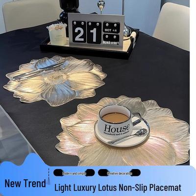 0.01 Iniciador: Mantel individual y posavasos decorativos de loto antideslizantes y resistentes al calor de lujo