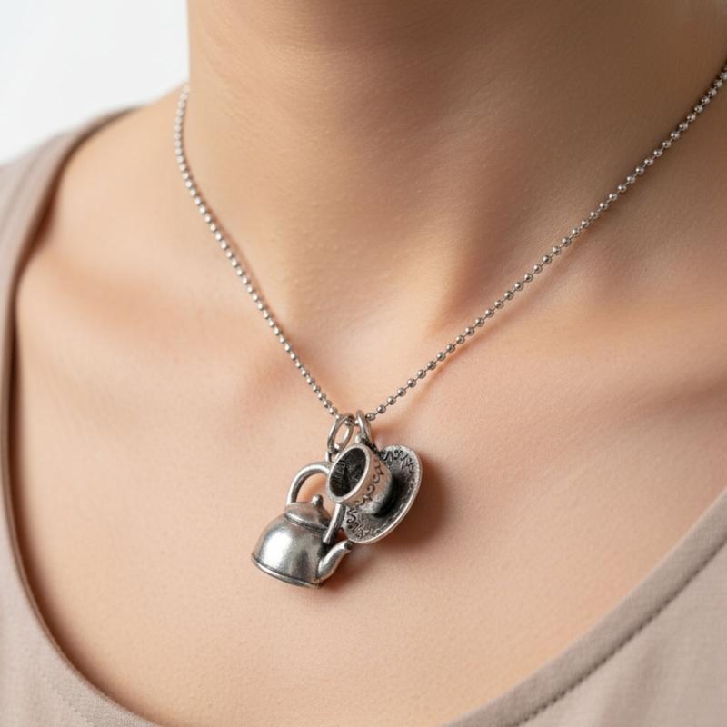 Markante Teekannenform Halskette Retro Perlenketten Designs Schmuck für den täglichen Komfort