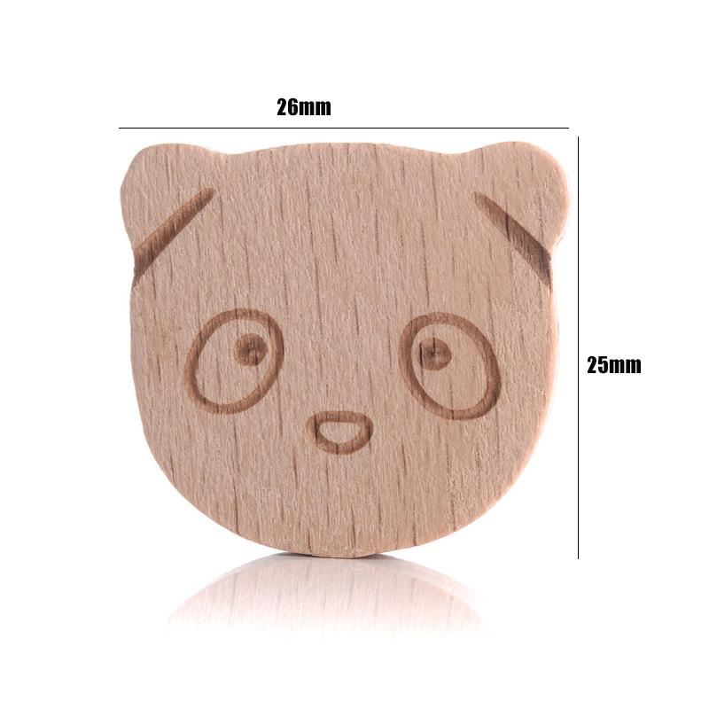10Pcs Natural Beech Wooden Beads Cat Heart Butterfly Rainbow Cat Teethers Beads for Baby Necklace Pacifier Chain Crafts Jewelry