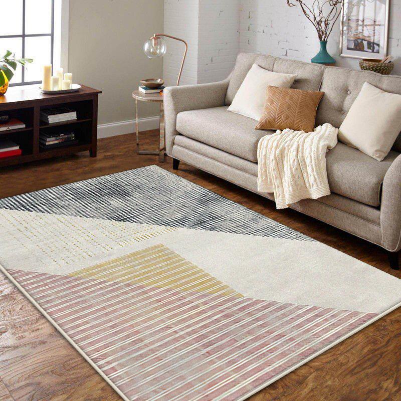 Nordic Geometric Living Room Carpet Modern Decoration Home Sofa Large Rugs Bedroom Bedhead Soft Anti Slip Mat Plush Washable