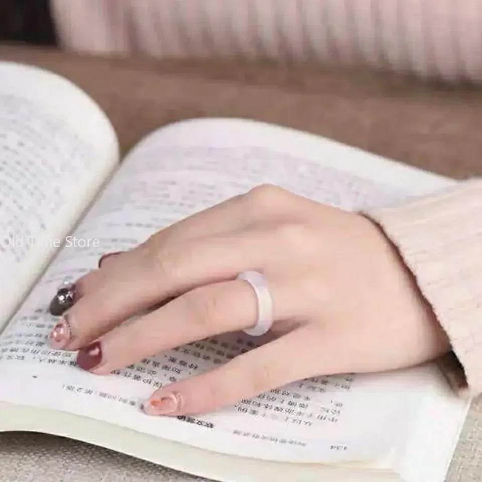 1pc Natural Chalcedony Agate Ring High Ice Jade Ring for Women's Fashion Ring Fashion Jewelry Couple Gift