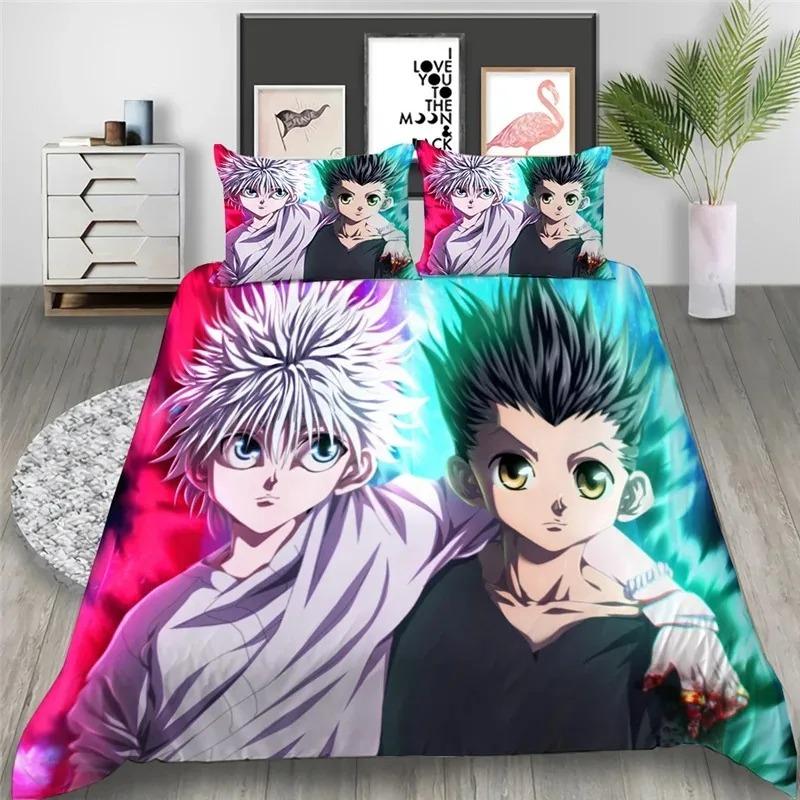 Comforter Anime Hunter Hunter Bedding Set Boys Girls Twin Queen Size Bed Boys Adult Home Textileextile