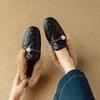 Fashion New Black Brown Autumn Winter Plush Warm Casual Shoes Women's Fashionable and Comfortable Low Heeled Cowhide Warm Cotton Shoes