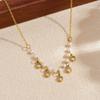 Creative Design Zircon Beads Pendant Pearl Necklace Lady 316L Stainless Steel New Trend Waterproof Jewelry