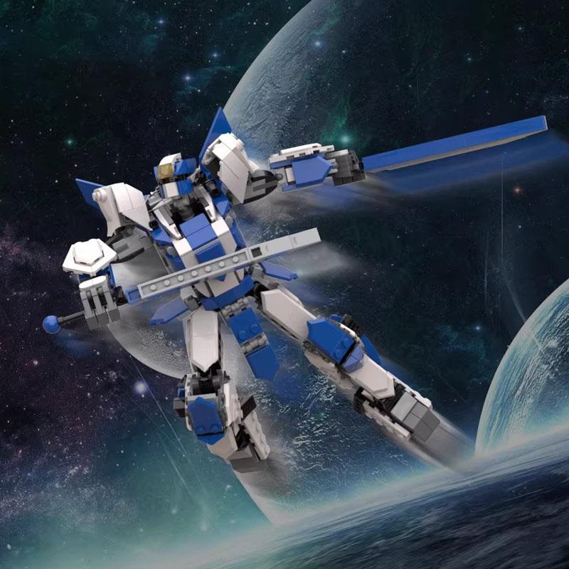 MOC Mobile Warrior Two Blade Flow Double Blade Customer Mech Qingfeng Assembled Building Block Toy Model