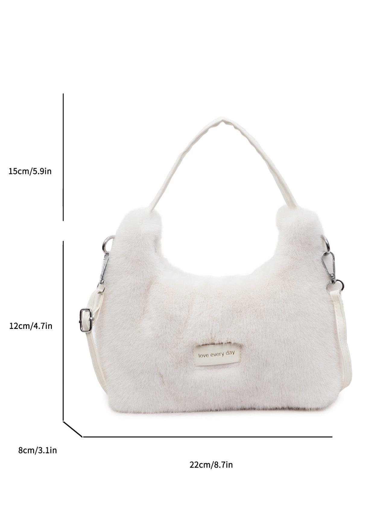 

Универсальная маленькая плюшевая сумка-ведро 2025: Пушистая, Ручная, Через плечо для женщин - Идеально для осени и зимы кремовый/белый