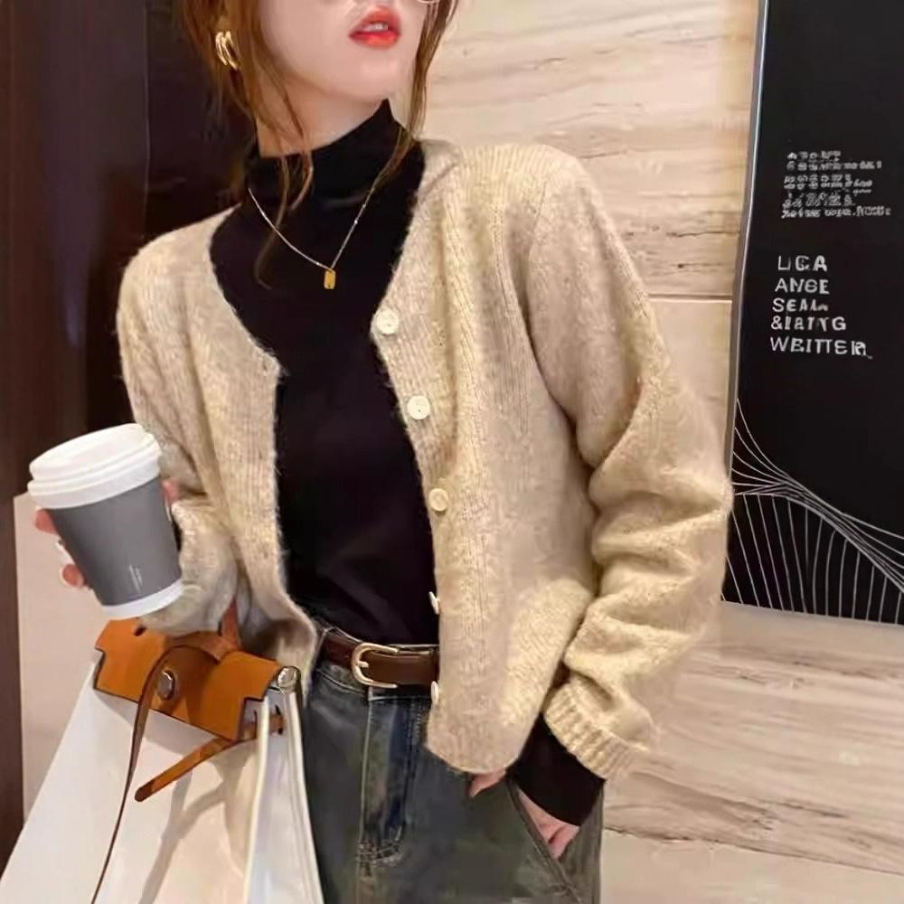 Women's White Slimming Double-Sided Fleece Long-Sleeve Top with Half-High Neck for Autumn/Winter 2025