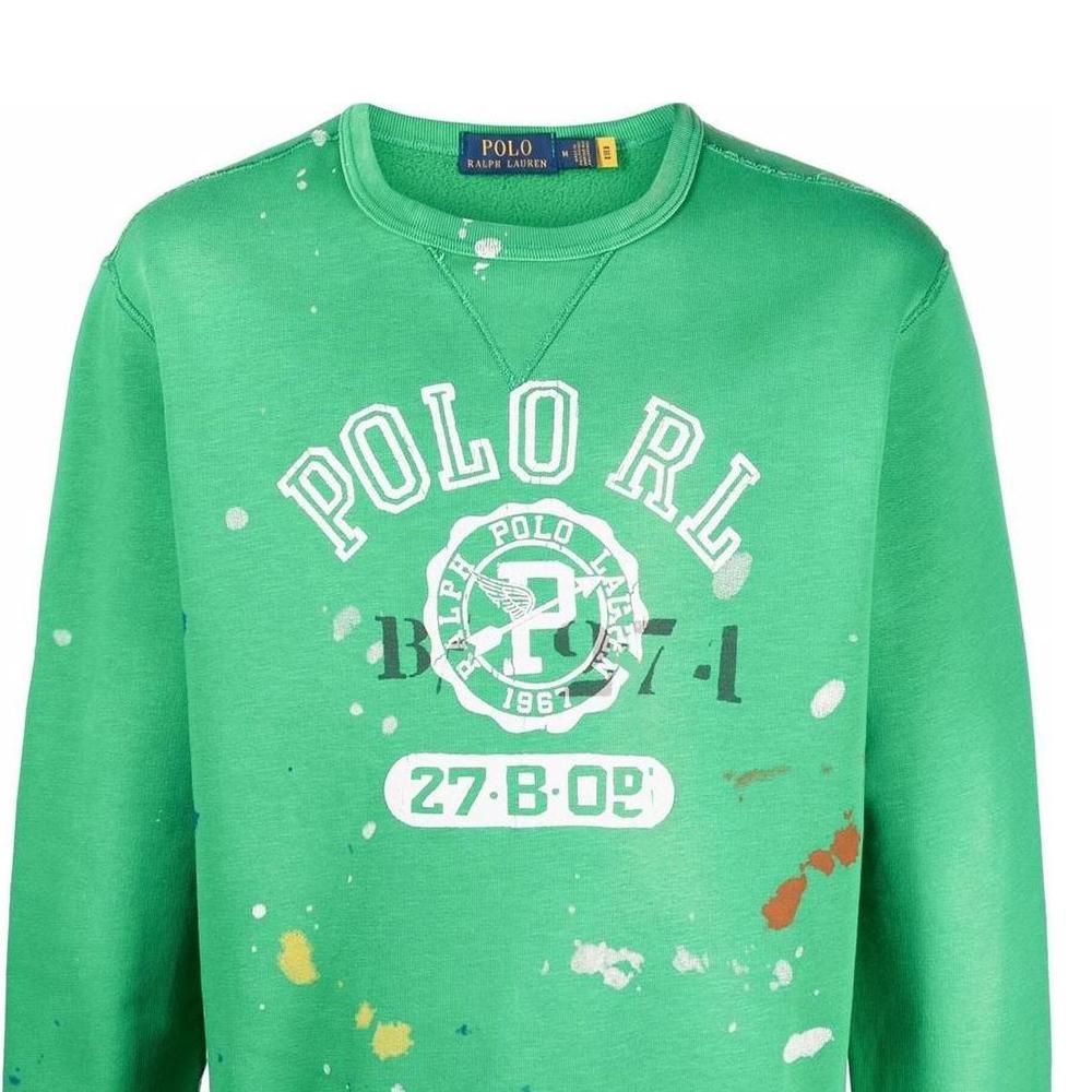 Polo Ralph Lauren Ss22 Logo Letter Number Print Crewneck Pullover Sweatshirt Men Sweatshirt Green 710865024-001