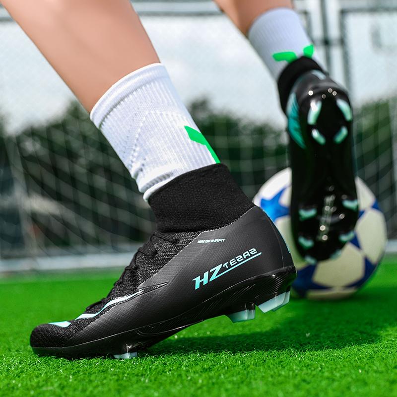 Men's High Top Soccer Shoes FG Long Spikes Adult Football Shoes Lightweight Professional Athletic Training