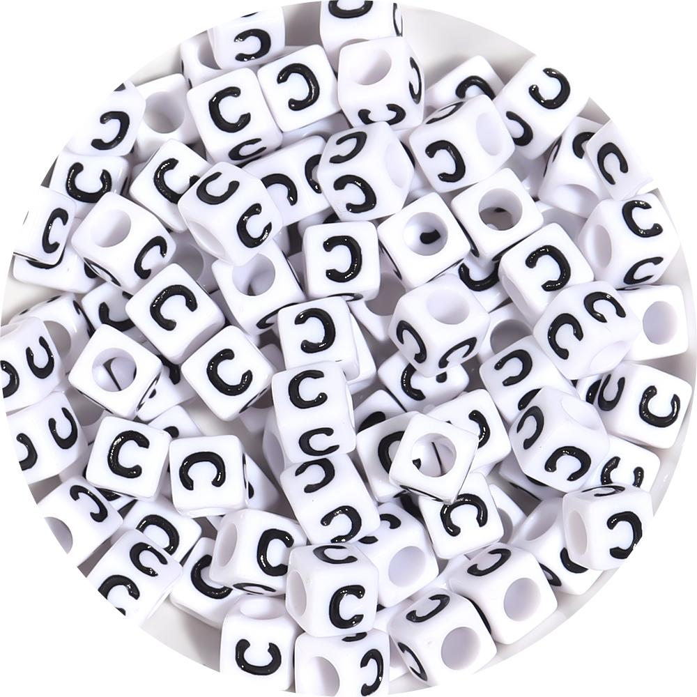 50-100pcs White And Black Color Letter Beads Alphabet Loose Beads Square Beads For Jewelry Making DIY Earring Bracelet Charm