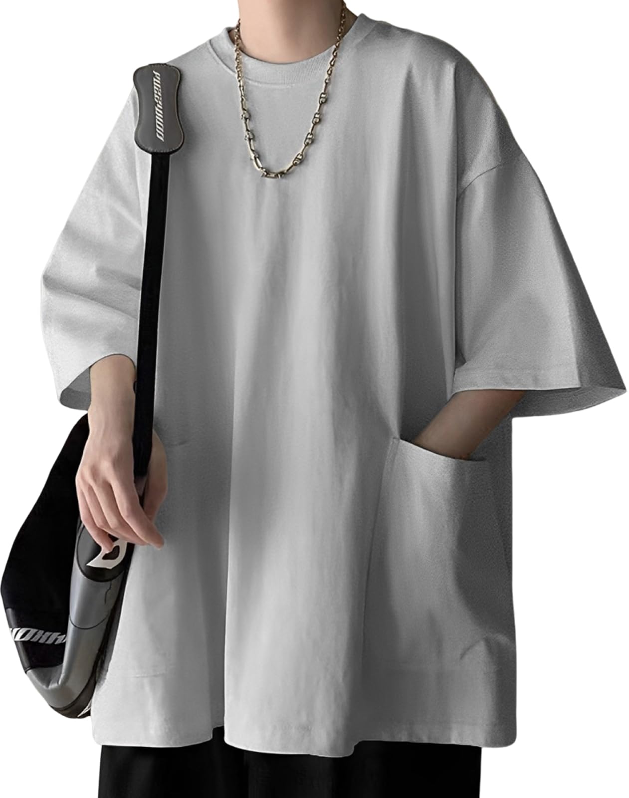 

Рукав Лето Однотонный Большой Свободный Круглый вырез Американский Большой Расслабленный [Airby] Мужская футболка 5/8, Одежда, Топы, Размер, Карманы, Посадка, Крутой, Горловина, Уличный, Простой, серый