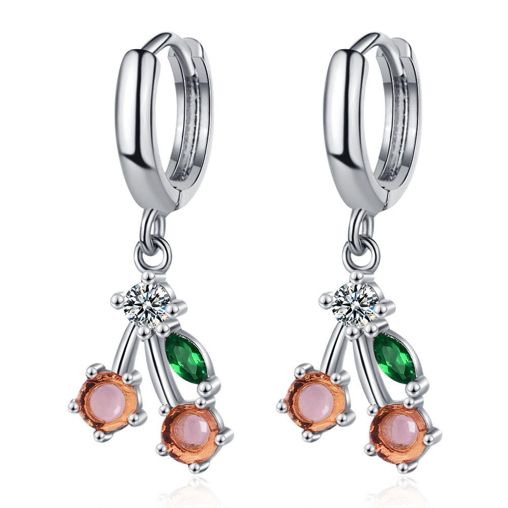 2026 Fresh Mori Pink Cherry Sweet Fruit Ear Buckle Femininity Korean Edition Earrings Earrings Buckle платиновый