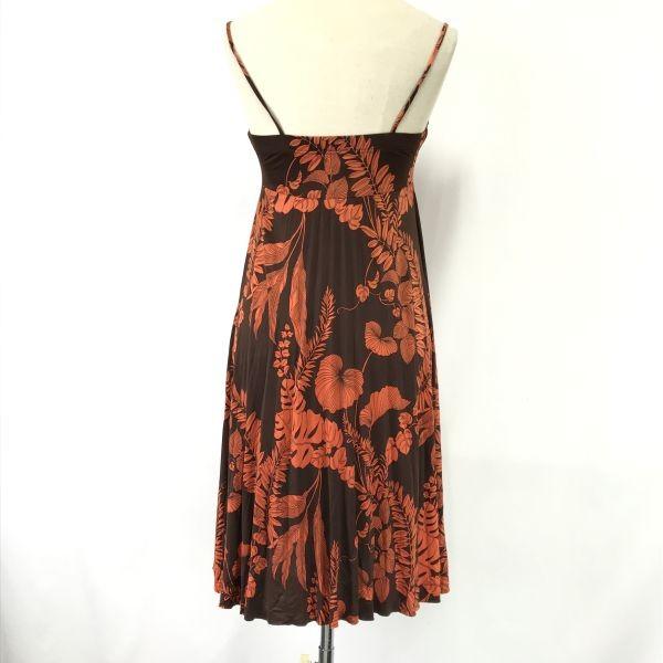 Made in USA Botanical Print Camisole Dress Size S Brown Orange Tube Top Vintage(USED)