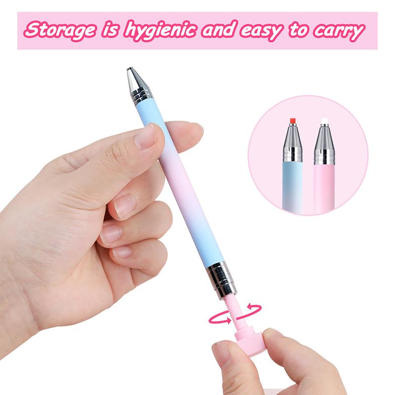 Macaron Gradient Diamond Painting Pen With Wax Refillable Wax Pen Rotating Glue Point Drill Pen For Nail Art Rhinestones Tools