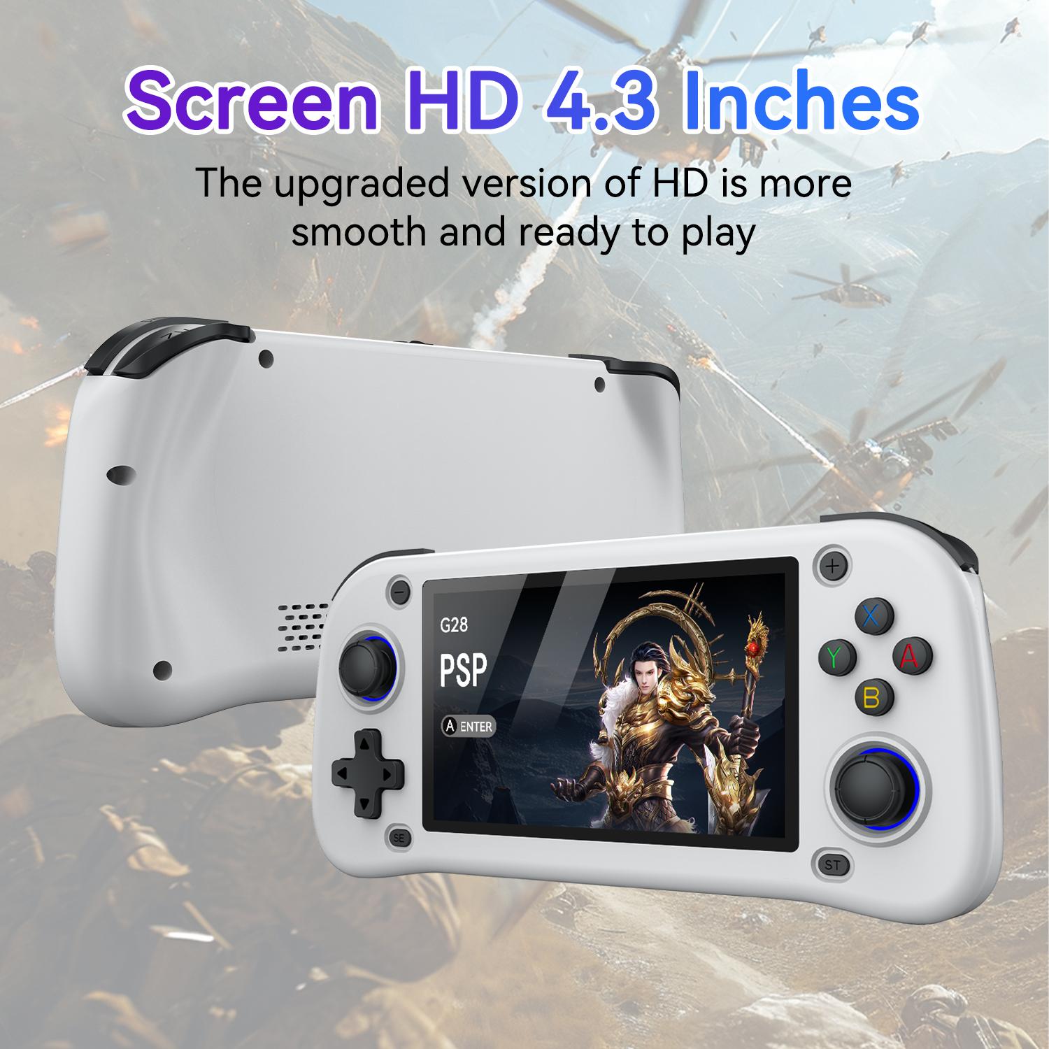 

G28 64G Handheld Game Console 4.3 Inch HD IPS Screen Retro Arcade Game Device White