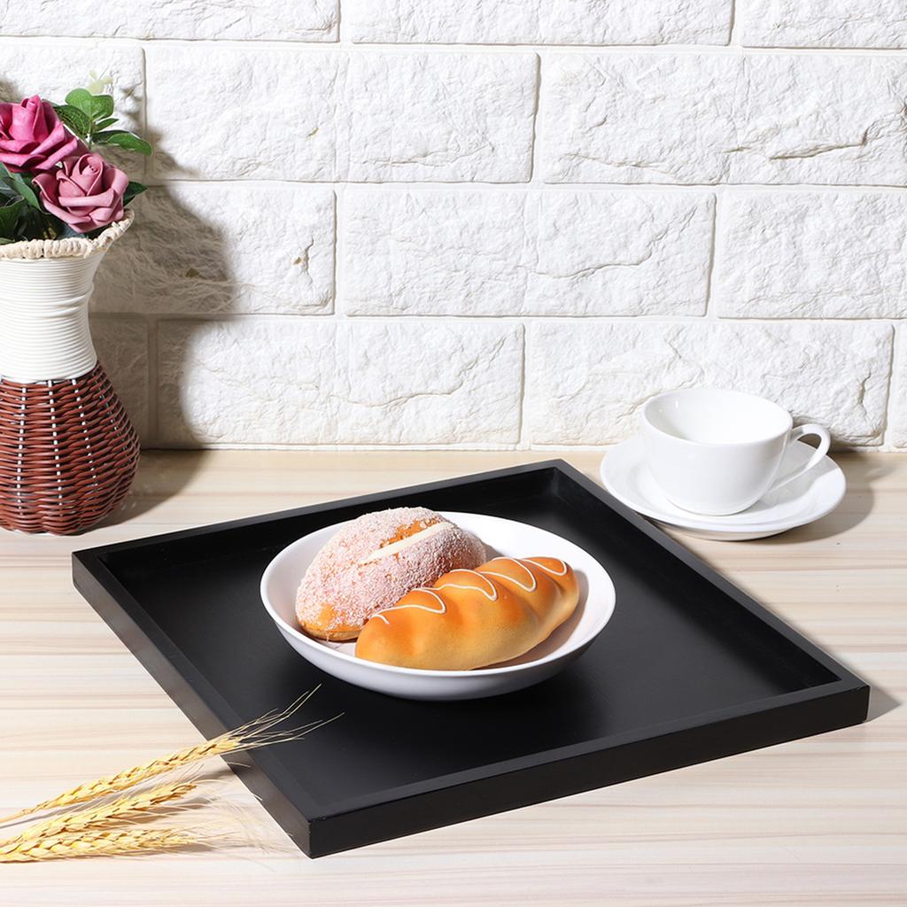Square Wood Tea Coffee Snack Food Serving Tray for Home Kitchen Restaurant