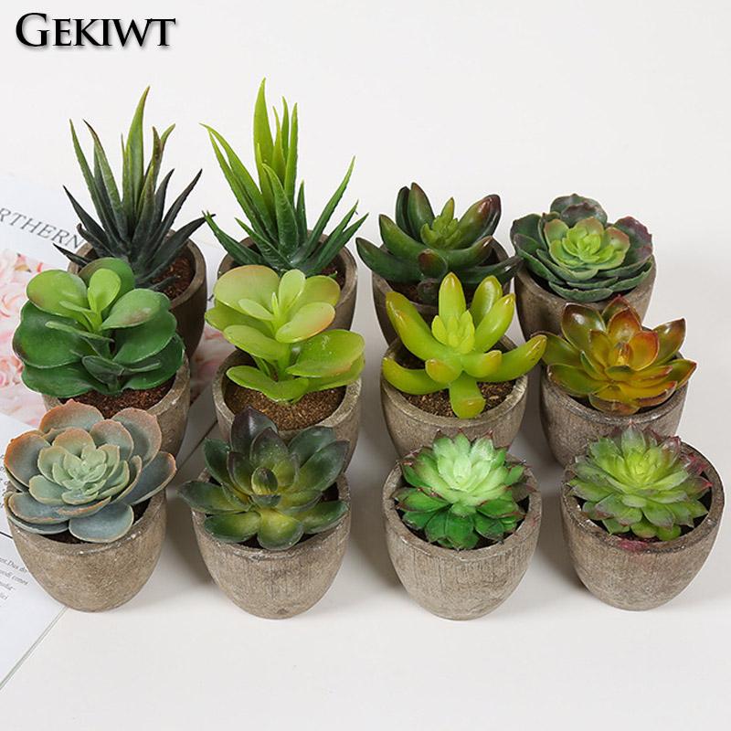 Mini Evergreen Artificial Succulent Plants Small Simulated Tree Pot Plants Fake Flowers Office Table Ornaments Home Garden Decor