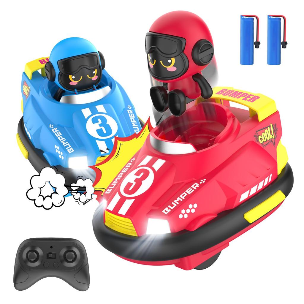 DEERC RC Bumper Cars for Kids, Remote Control Cars, 2.4GHz, 50 Minutes of Operation Time, 360° Rotation, 2-Piece Set, for Boys and Girls, Perfect