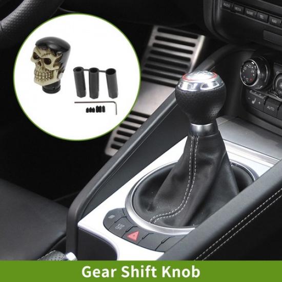 

81cm Skull Automatic and Manual Gear Shift Knob W 3 Adapter Resin Black 1 Set