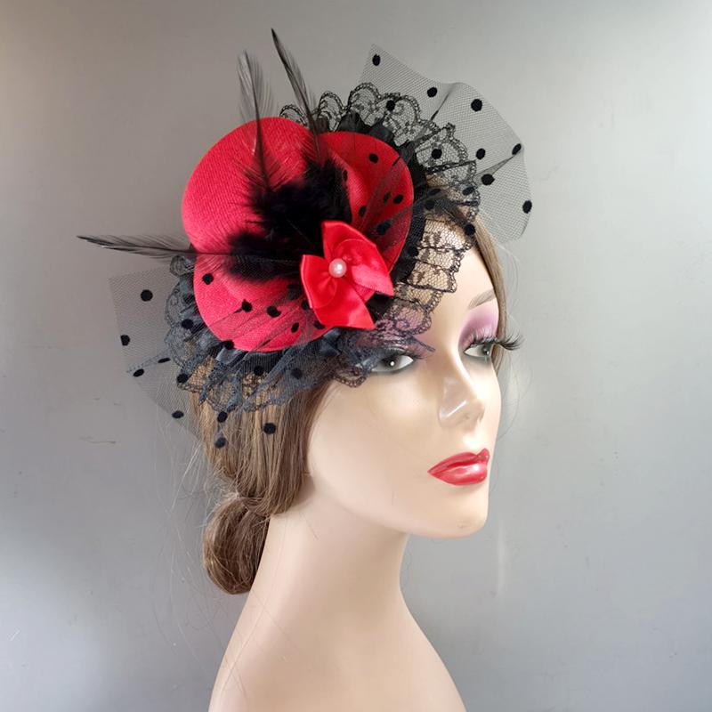 1 шт. Квітковий пір'євий головний убір Аксесуари для волосся Перлинний бісерний декор Дівочий дитячий капелюшок-федора Шпильки для волосся