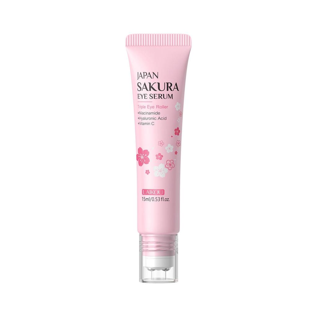 LAIKOU Cherry Blossom Eye Serum 15ml: Rollerball Eye Cream for Moisturizing and Hydrating the Eye Area.