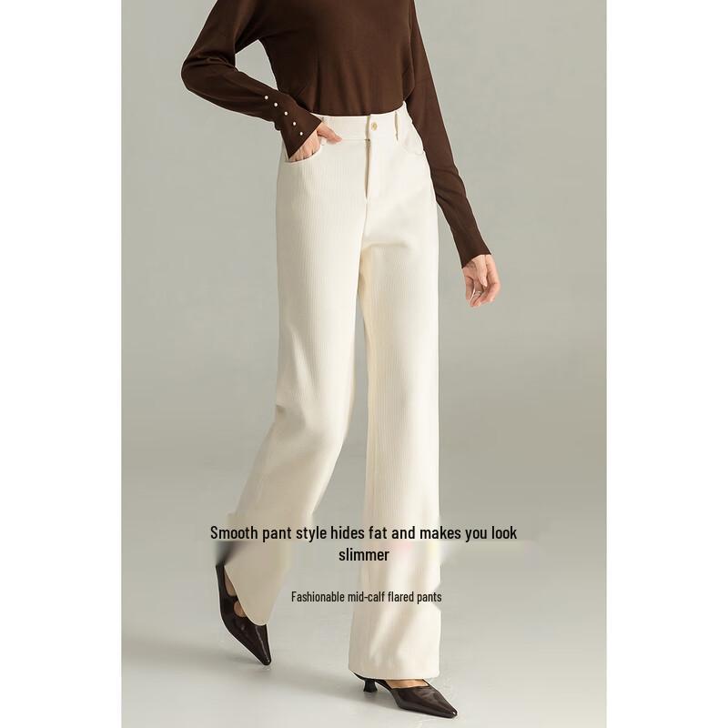 Mengshuya Women's High-Waisted Knit Chenille Straight-Leg Pants