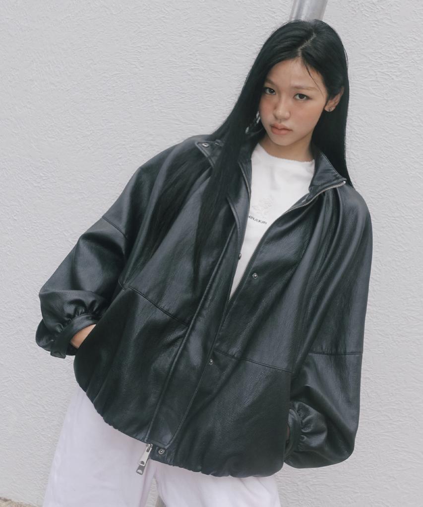 LADY VOLUME 9248 Leather Blouson (Black)