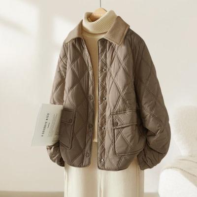 Splicing Simple Cotton Short Cotton Jacket Winter Women's Clothing Contrasting Color Warm Cotton Coat
